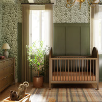 BONDI 3-IN-1 CONVERTIBLE CRIB WITH TODDER CONVERSION KIT - NATURAL WALNUT WITH NATURAL CANE