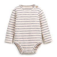 Striped baby bodysuit on a white background