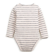 Striped baby onesie on a white background