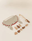WOODEN FISHING GAME IN CRAB BAG