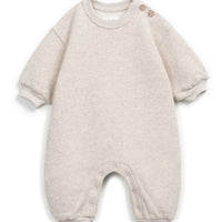 Beige baby onesie on a white background