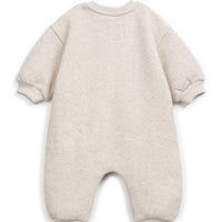 Beige baby snowsuit on a white background