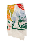 Colorful floral-patterned towel on a white background