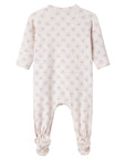 Baby onesie with a subtle pattern on a white background