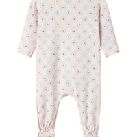 Baby onesie with a subtle pattern on a white background