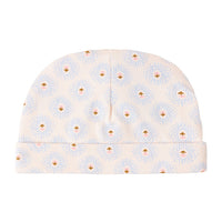 Baby hat with floral pattern on a white background