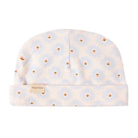 Baby hat with floral pattern on a white background