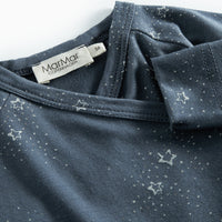 Dark blue shirt with star pattern and Marmar brand label on a white background