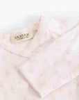 Pink baby blanket with floral pattern and 'MarMar Copenhagen' label on a white background