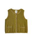 SCALLOPED KNIT VEST TOP - OLIVE