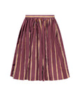 Maroon skirt with yellow and orange stripes on a white background