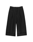 Black wide-leg pants on a white background