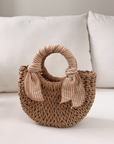 MINI STRAW BAG - TOFFEE LINES