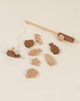 WOODEN FISHING GAME IN CRAB BAG