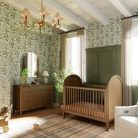 BONDI 3-IN-1 CONVERTIBLE CRIB WITH TODDER CONVERSION KIT - NATURAL WALNUT WITH NATURAL CANE