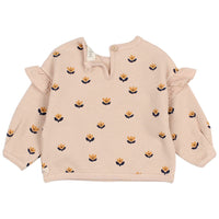 Baby sweater with floral pattern on a white background