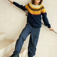 BAE WOOLEN SWEATER - NAVY/MUSTARD