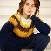 BAE WOOLEN SWEATER - NAVY/MUSTARD