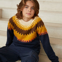 BAE WOOLEN SWEATER - NAVY/MUSTARD