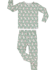 Children's pajama set with floral pattern on a white background