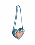 Heart-shaped bag with a colorful interior on a white background