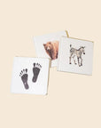 Three cards with animal illustrations on a beige background