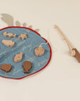 WOODEN FISHING GAME IN CRAB BAG