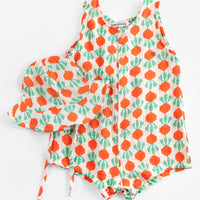 One-piece swimsuit with pineapple pattern on a white background