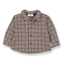 Plaid shirt with buttons on a white background