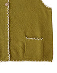 SCALLOPED KNIT VEST TOP - OLIVE