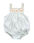 BLUE BOUQUET CROCHET BUBBLE ONESIE