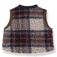 Plaid patterned vest on a white background