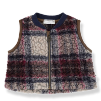 Plaid patterned vest on a white background