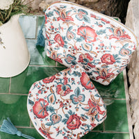 TEIKI POUCH - CREAM INDIAN FLOWERS