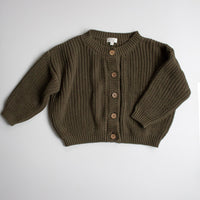 THE CHUNKY CARDIGAN - OLIVE