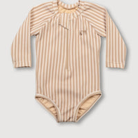 STRIPE RASHGUARD SWIMSUIT - HONEY