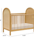 BONDI 3-IN-1 CONVERTIBLE CRIB WITH TODDER CONVERSION KIT - NATURAL WALNUT WITH NATURAL CANE
