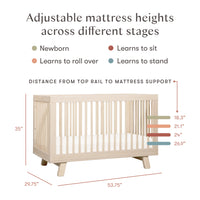 HUDSON 3-IN-1 CONVERTIBLE CRIB WITH TODDLER BED CONVERSION KIT - WASHED NATURAL