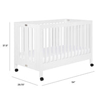 MAKI PORTABLE FOLDING CRIB WITH TODDLER BED CONVERSION KIT - WHITE