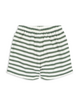 Green and white striped shorts on a white background