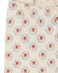 Fabric with red rose pattern on a white background