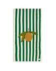 Striped towel with a lemon design on a white background