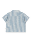 Blue and white striped shirt on a white background