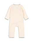 Beige baby romper on a white background