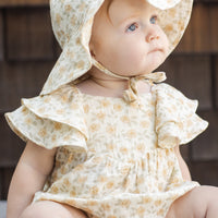 YELLOW FLORAL FLOPPY SUN HAT