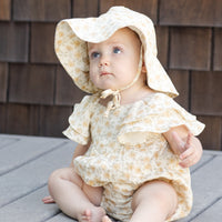 YELLOW FLORAL FLOPPY SUN HAT