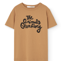 Brown t-shirt with 'The Animals Observatory' logo on a white background