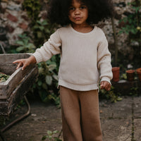 THE WIDE LEG KNIT TROUSER - CARAMEL