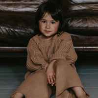 THE WIDE LEG KNIT TROUSER - CARAMEL