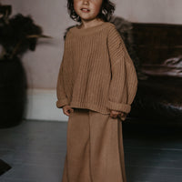 THE WIDE LEG KNIT TROUSER - CARAMEL